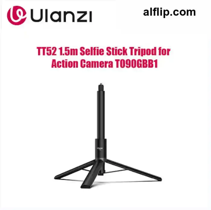 Ulanzi TT52 Lightweight 2-in-1 Selfie Stick Tripod 1.5m Extendable Pole with GoPro Adapter & 1/4" Screw Mount for Smartphones Action Cameras Vlogging